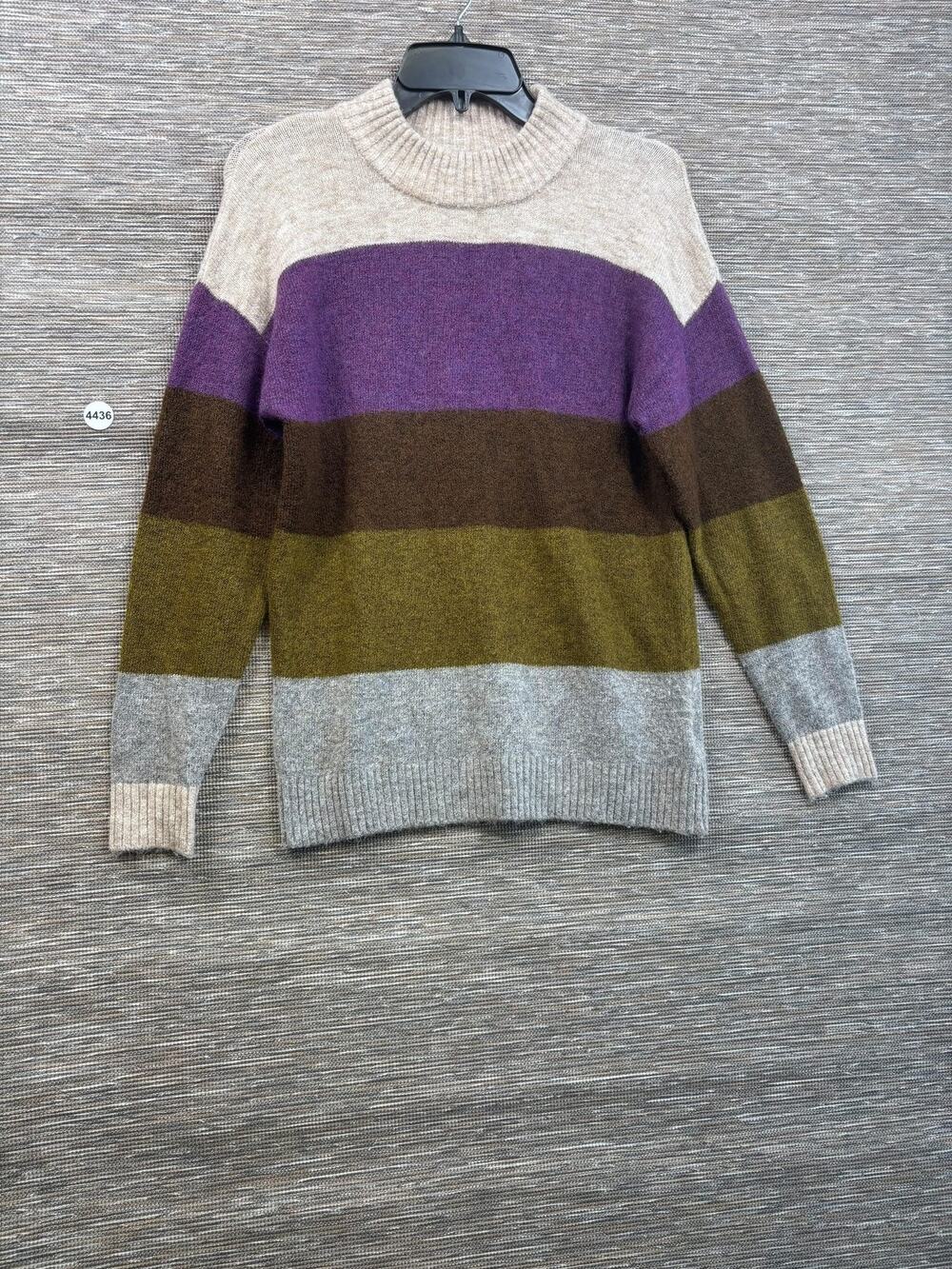 Current Air Sweater Womens XS Multicolor Stripe Mock Neck Knit Cozy Pullover